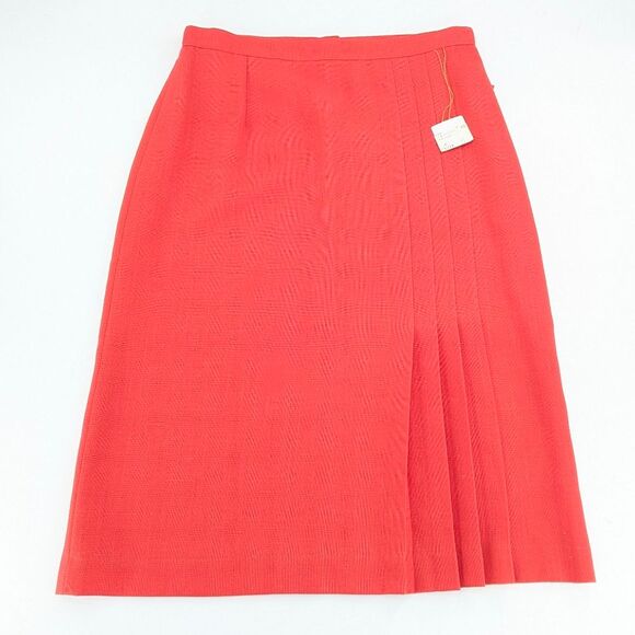 Prestige Of Boston Vintage Retro Mod Red Pleated A-Line Midi Skirt Size 18 - Picture 2 of 11